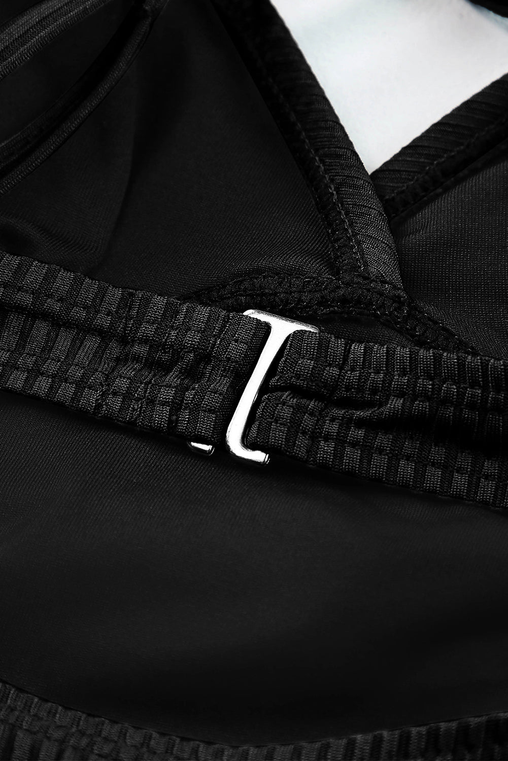 Ribbed Crisscross Straps Cut-Out Back Tankini - Black Daisie Boutique