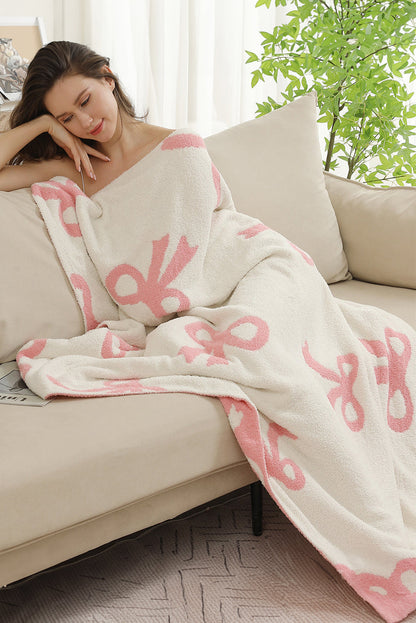 Pink Bow Printed Cozy Soft Throw Blanket Dear-Lover Dropshipping