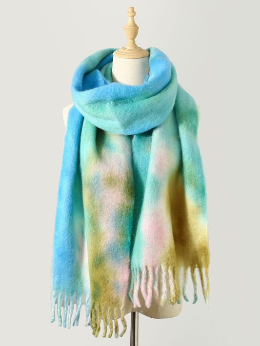 Fringe Tie-Dye Polyester Scarf Trendsi