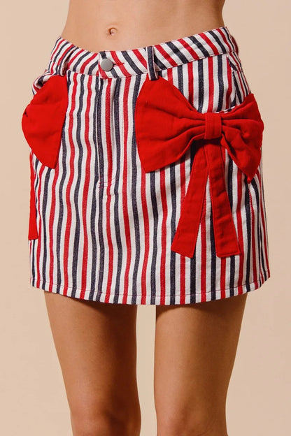SO ME Contrast Bow Knot Pocket Fourth Of July Denim Skirt My Pampered Life Seattle