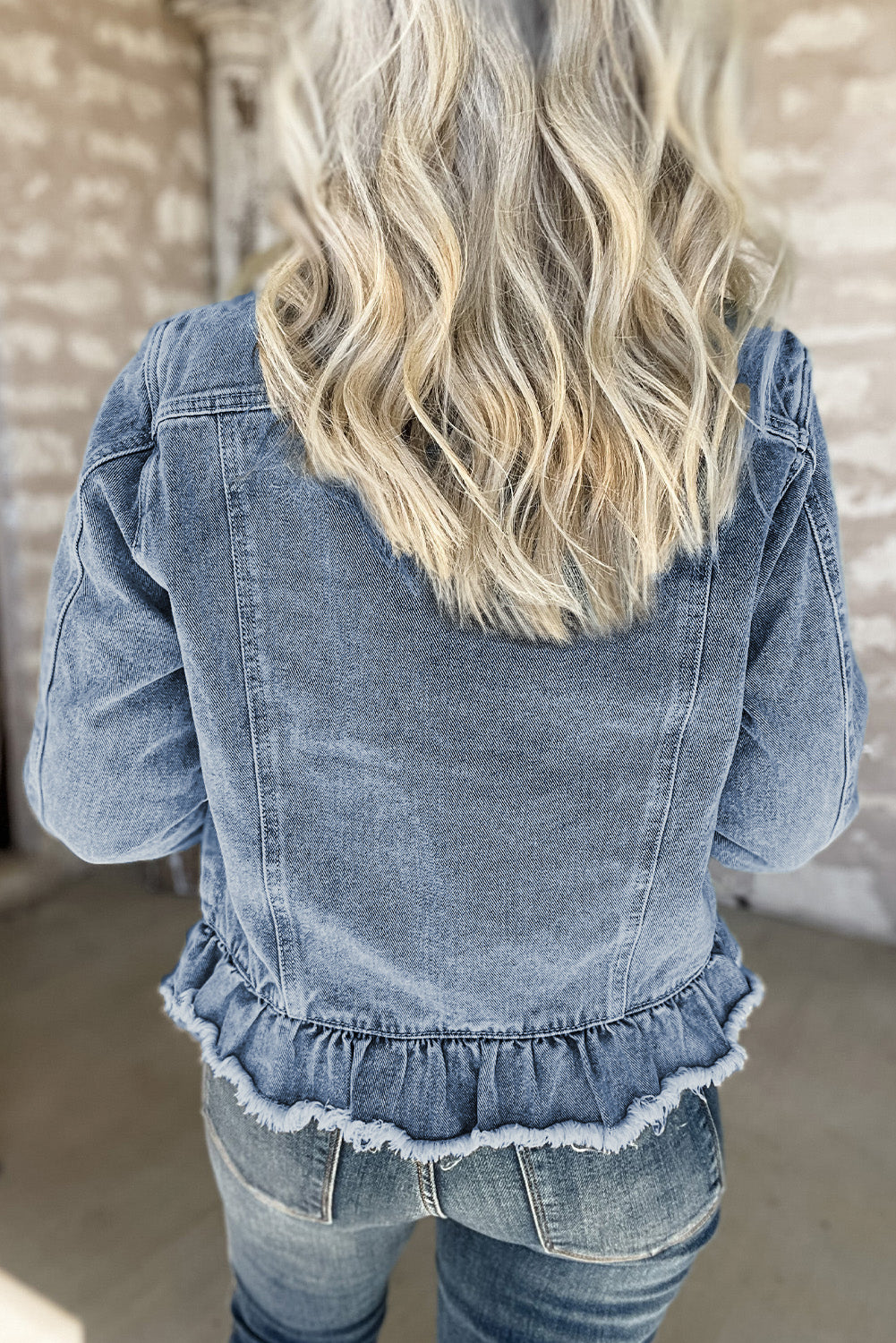 Ruffle Denim Jacket Daisie Boutique