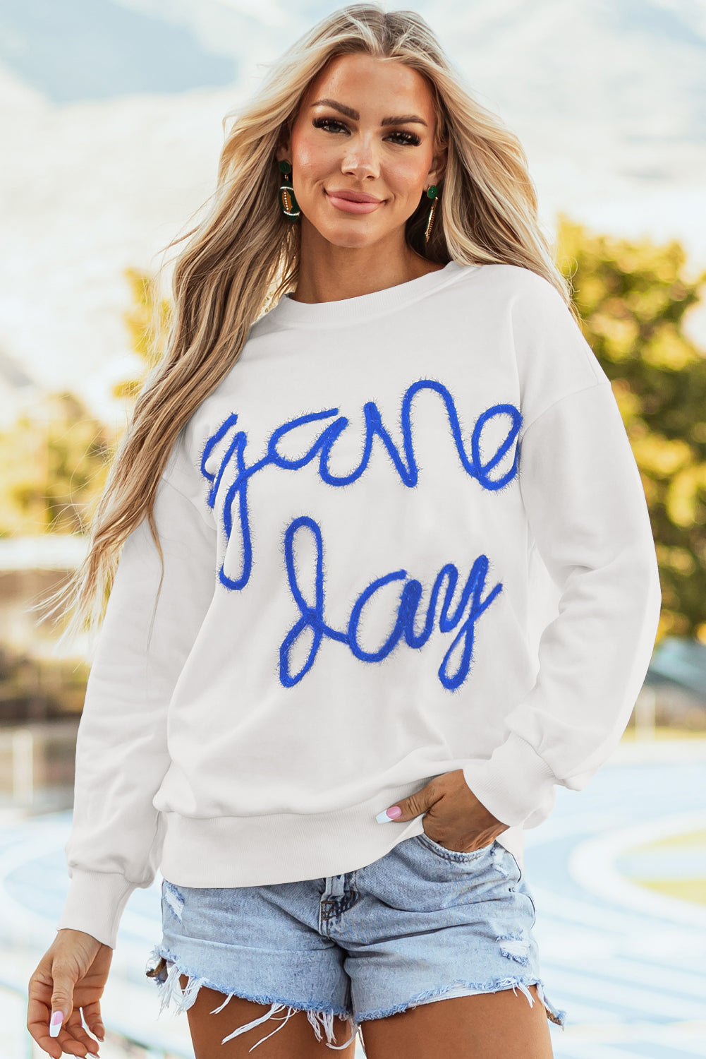 Game Day Drop Shoulder Graphic Sweatshirt Daisie Boutique