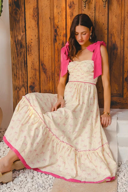SO ME Ribbon Flowy Maxi Dress with Contrast Trim My Pampered Life Seattle