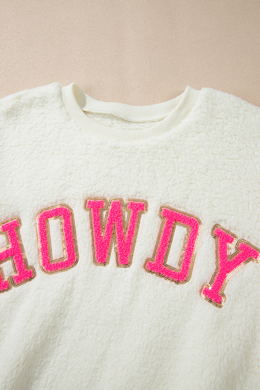 Sherpa HOWDY Patched Pullover Sweatshirt Daisie Boutique