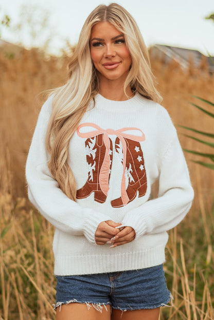 Cutie Bow Boots Sweater Dear-Lover Dropshipping