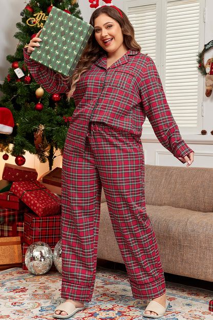 Plus Size Red Plaid Lounge Set Daisie Boutique