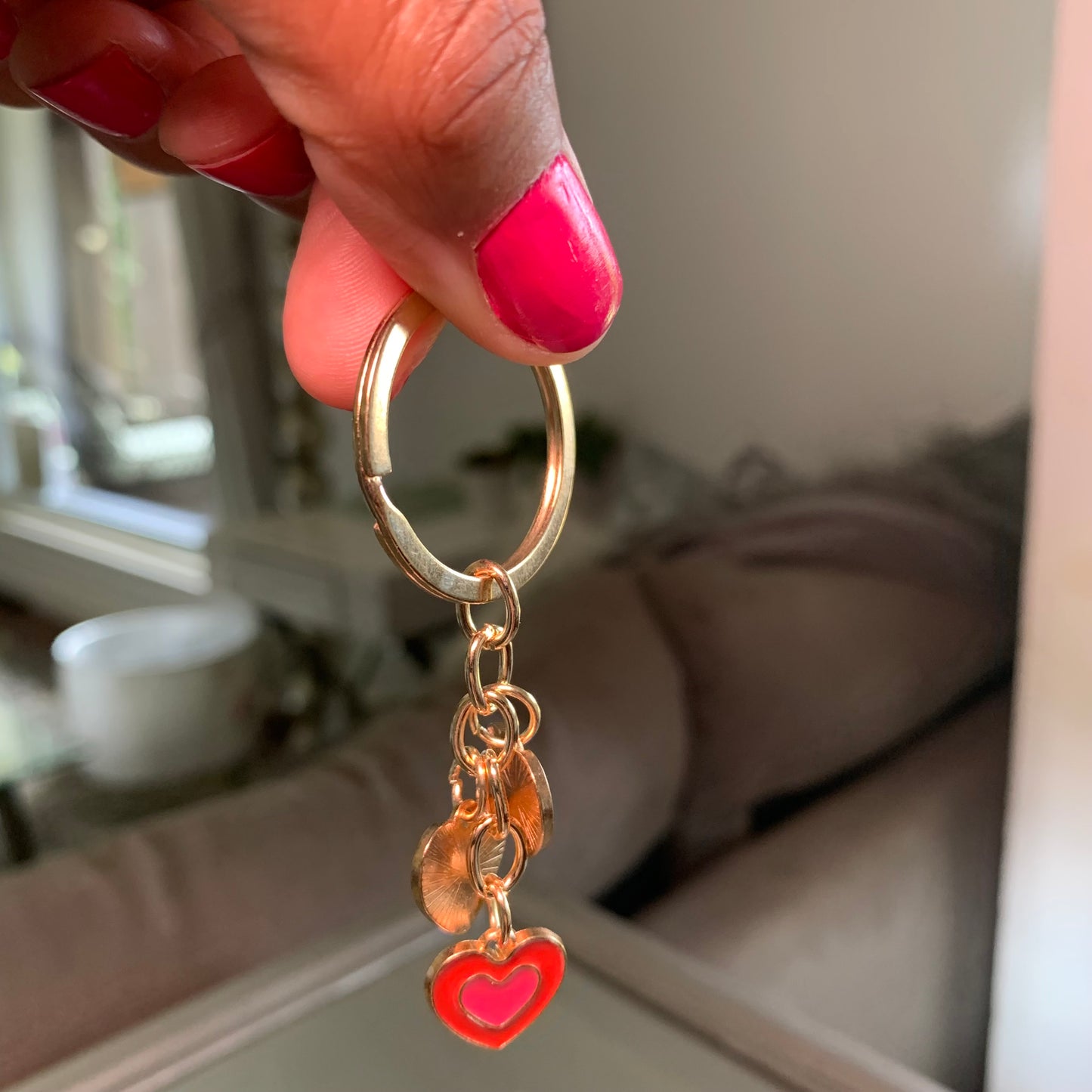 Gold Mini Heart Keychain Bag Charm Daisie Boutique