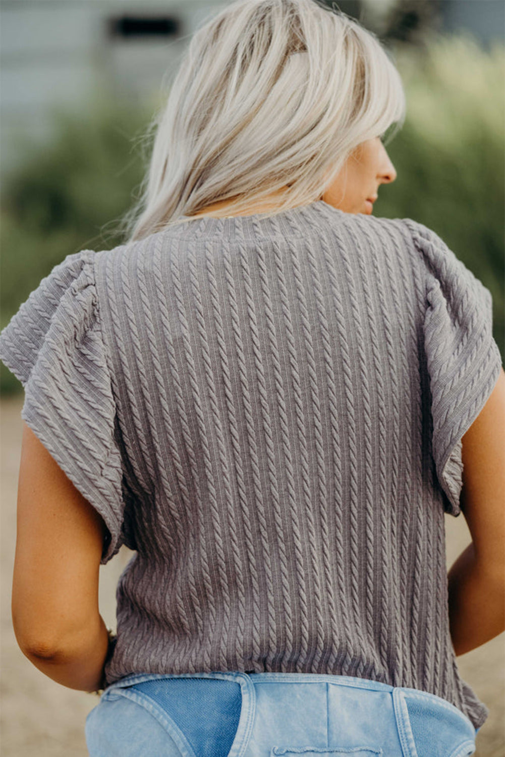Flutter Sleeve Top - Sleet Gray Daisie Boutique