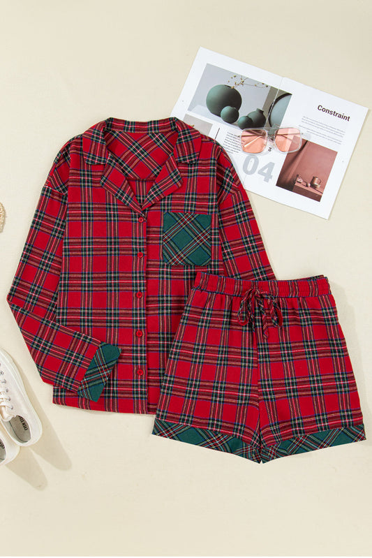 Plaid Holiday Long Sleeve and Short Pajama Set Dear-Lover Dropshipping