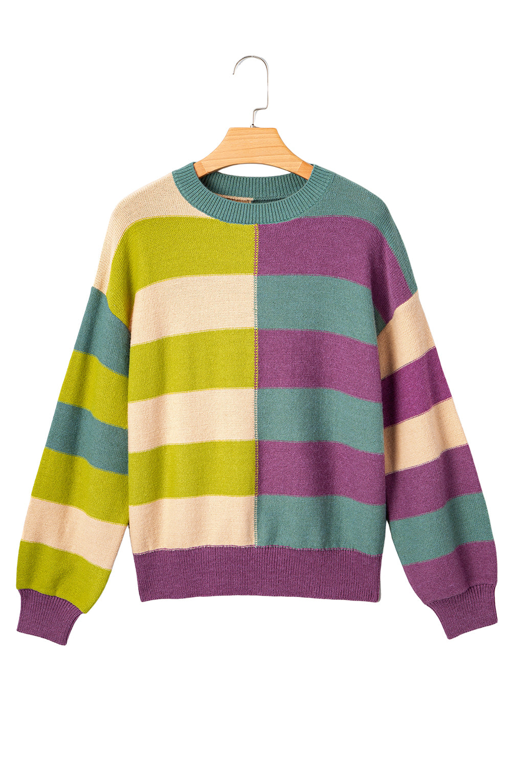 Stripe Drop Shoulder Ribbed Edge Casual Sweater Dear-Lover Dropshipping