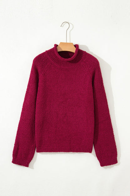 Mock Neck Sweater - Burgundy Dear-Lover Dropshipping