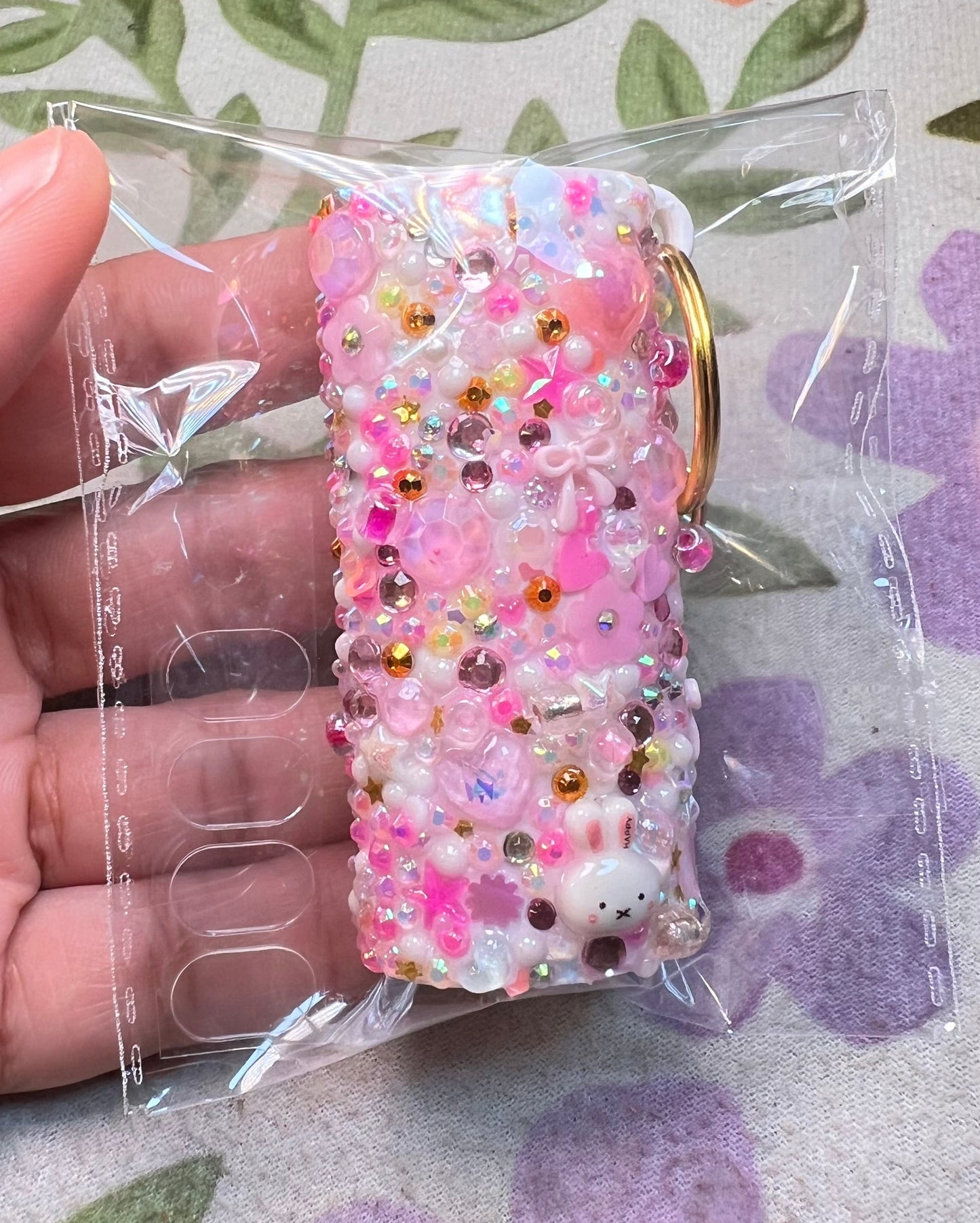 Daisie Boutique cutie freestyle junk charm lighter case close-up showing rhinestone and charm detail handmade Nashville