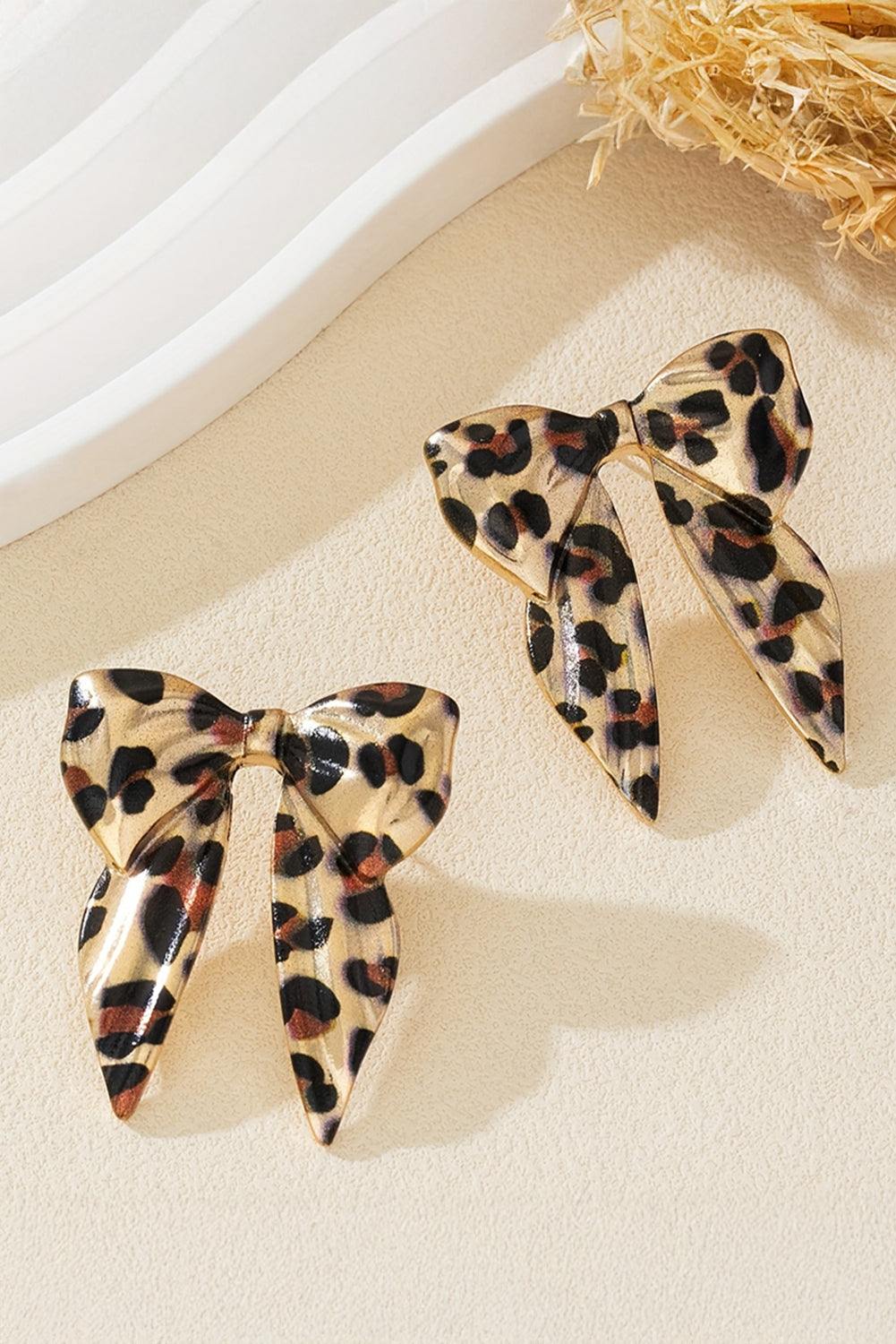 Gold Leopard Print Bow Knot Shape Plated Alloy Earrings Dear-Lover Dropshipping
