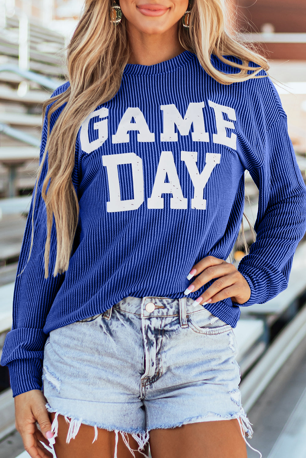 GAME DAY Graphic Long Sleeve Crewneck Tee Daisie Boutique