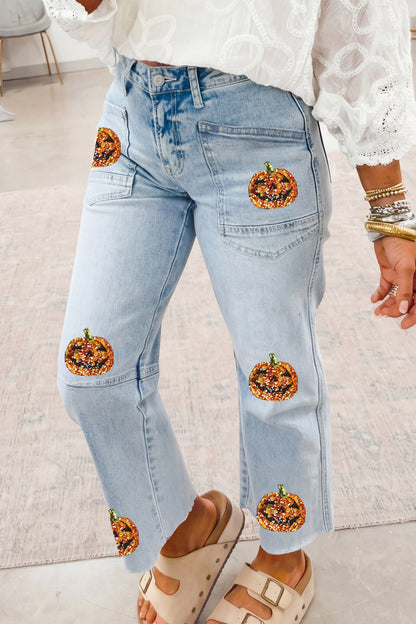 Sequin Pumpkin Patchwork Jeans