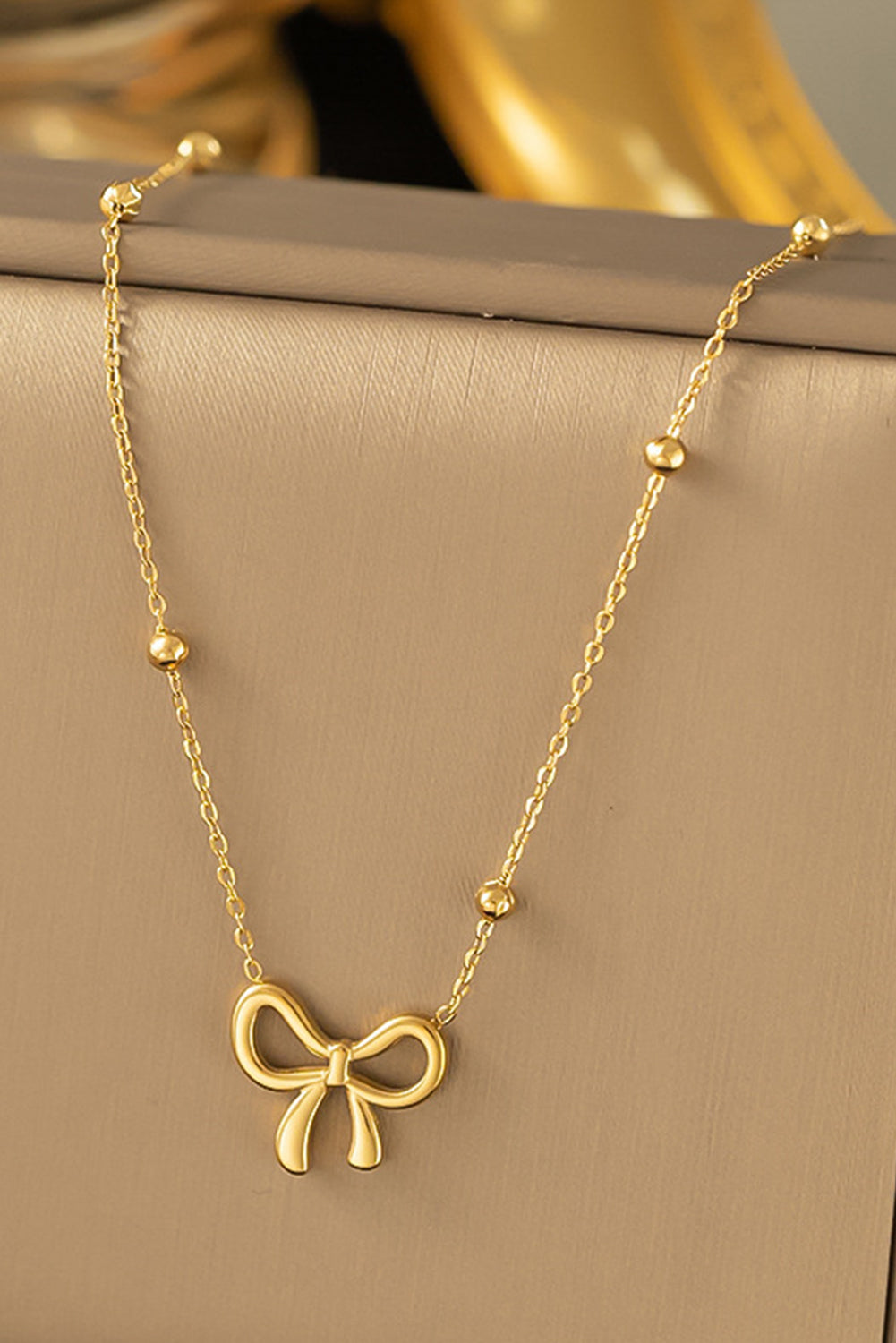 Gold Bowknot Pendant Plated Choker Necklace Daisie Boutique