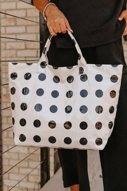 Polka Dot Waterproof PVC Tote Bag