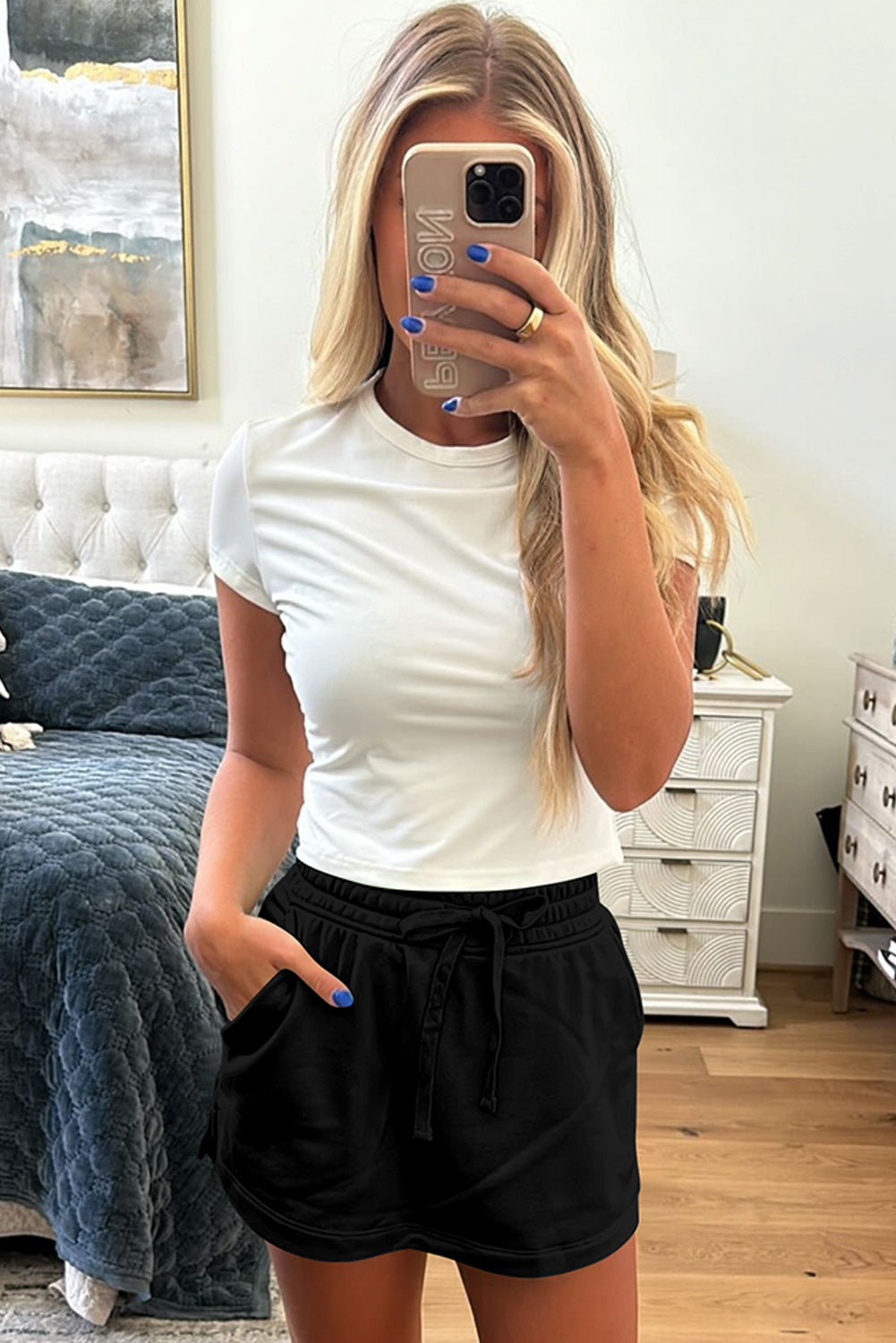 French Terry Drawstring Mini Skort with Pockets Daisie Boutique