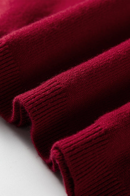Crew Neck Knit Sweater - Red Dear-Lover Dropshipping