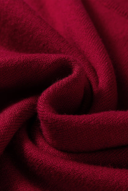 Crew Neck Knit Sweater - Red Dear-Lover Dropshipping