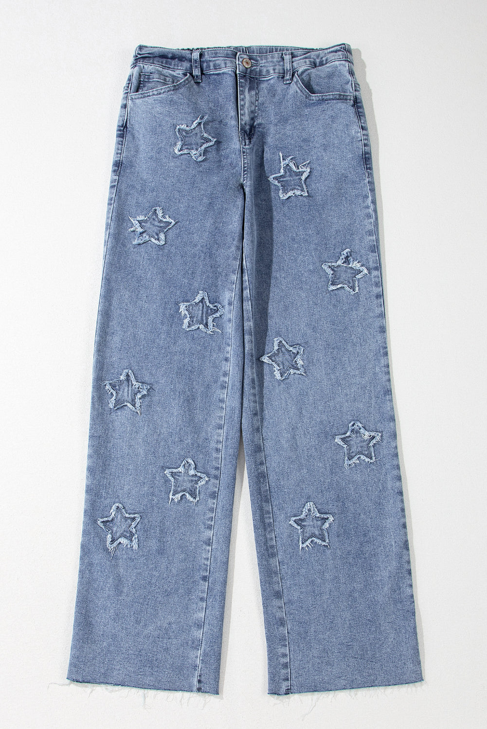 Dusk Blue Foiled Star Patchwork Straight Leg Loose Jeans Daisie Boutique