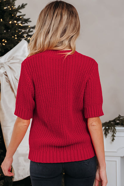 Lace up Holiday Puff Sweater Dear-Lover Dropshipping