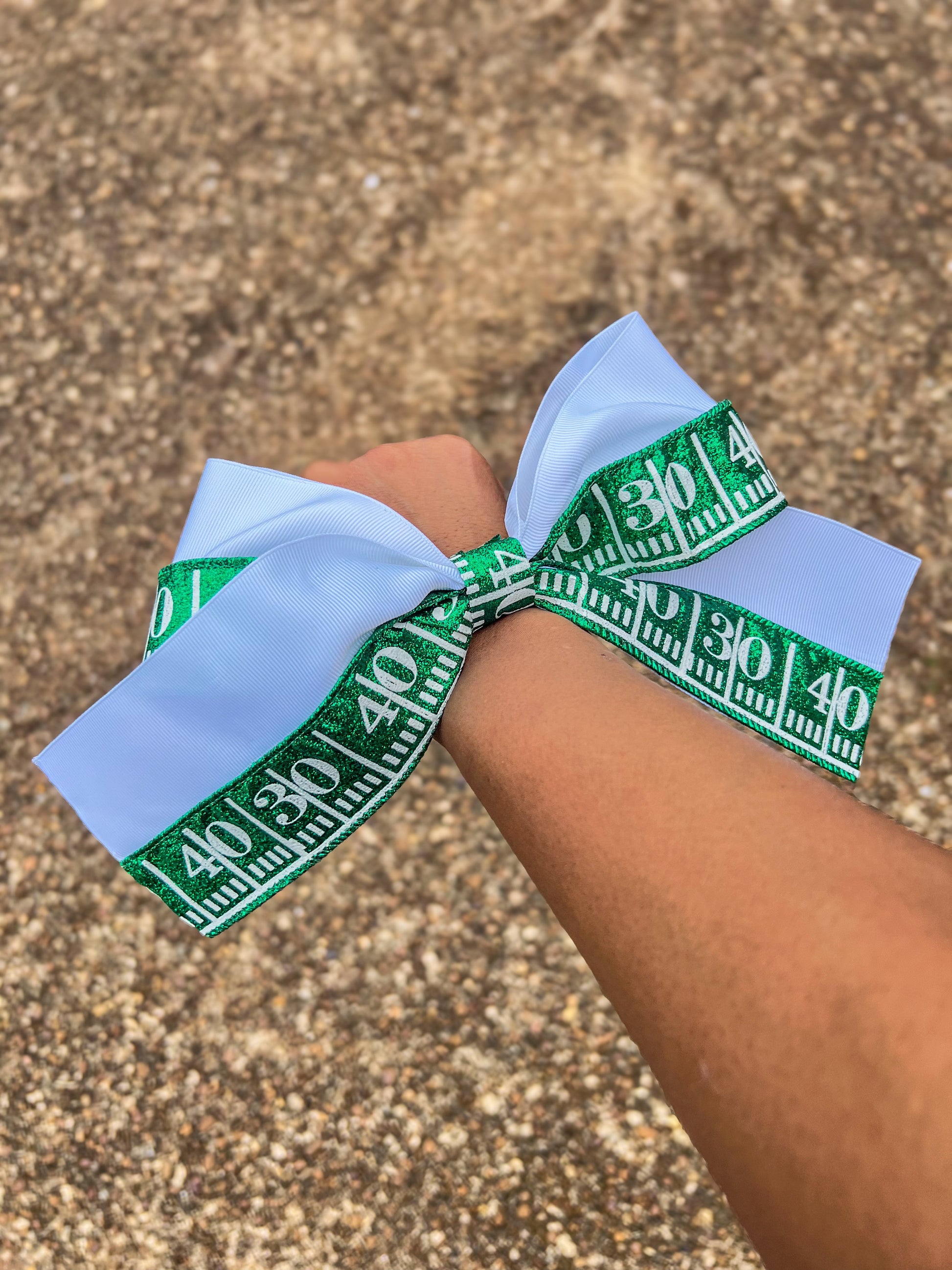 Game Day Glitter Cheer Bow – Football Field Design Daisie Boutique