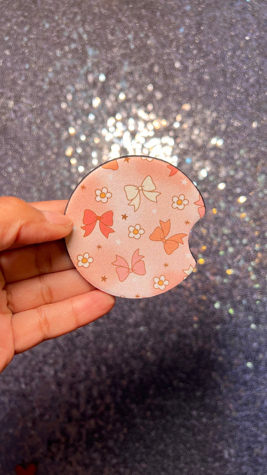 Cutie Daisies + Bows Car Coaster Set (2-Pack) Daisie Boutique