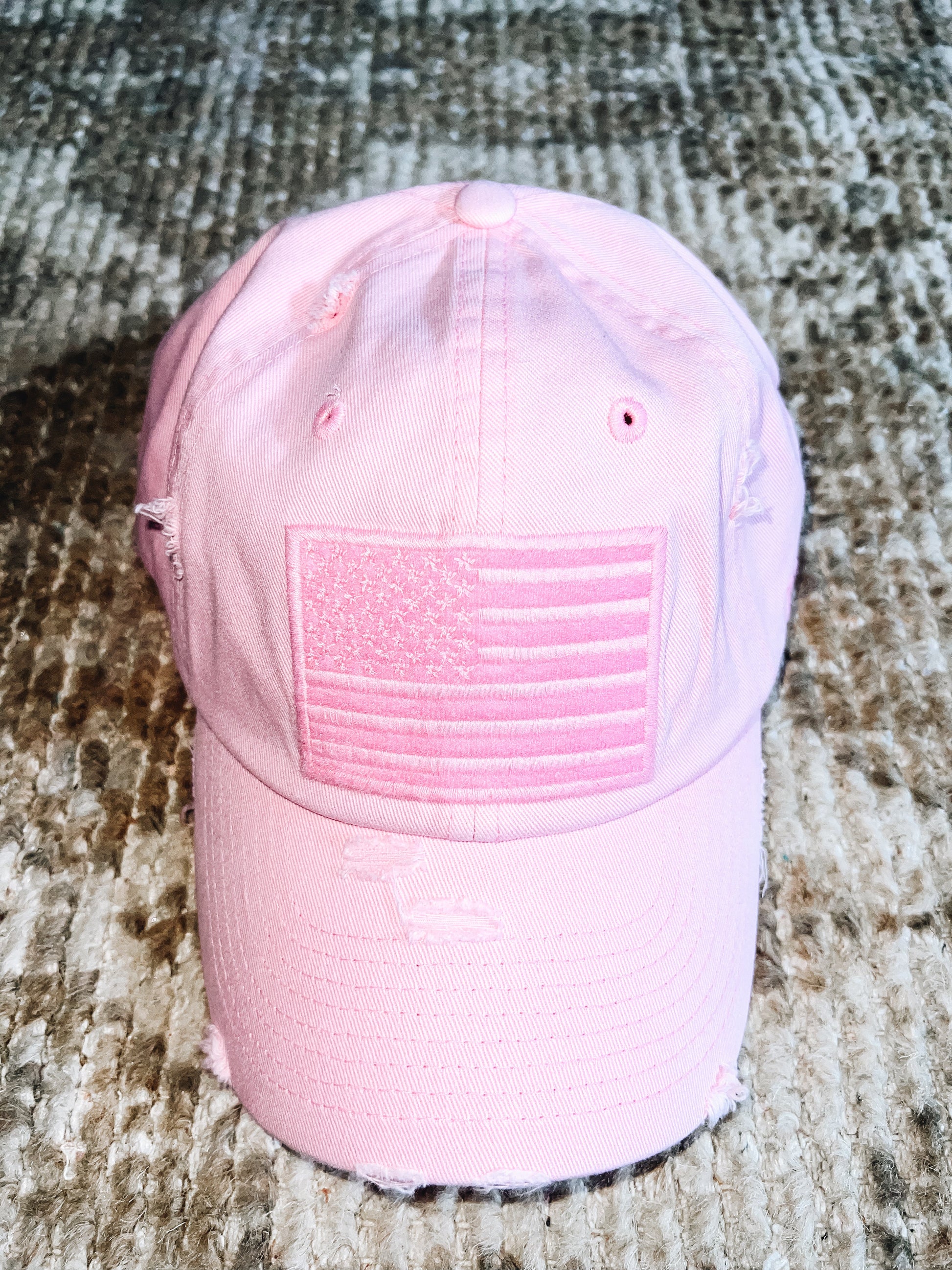 Pink American Flag Vintage Distressed Baseball Cap – Cute, Comfy & All-American Daisie Boutique