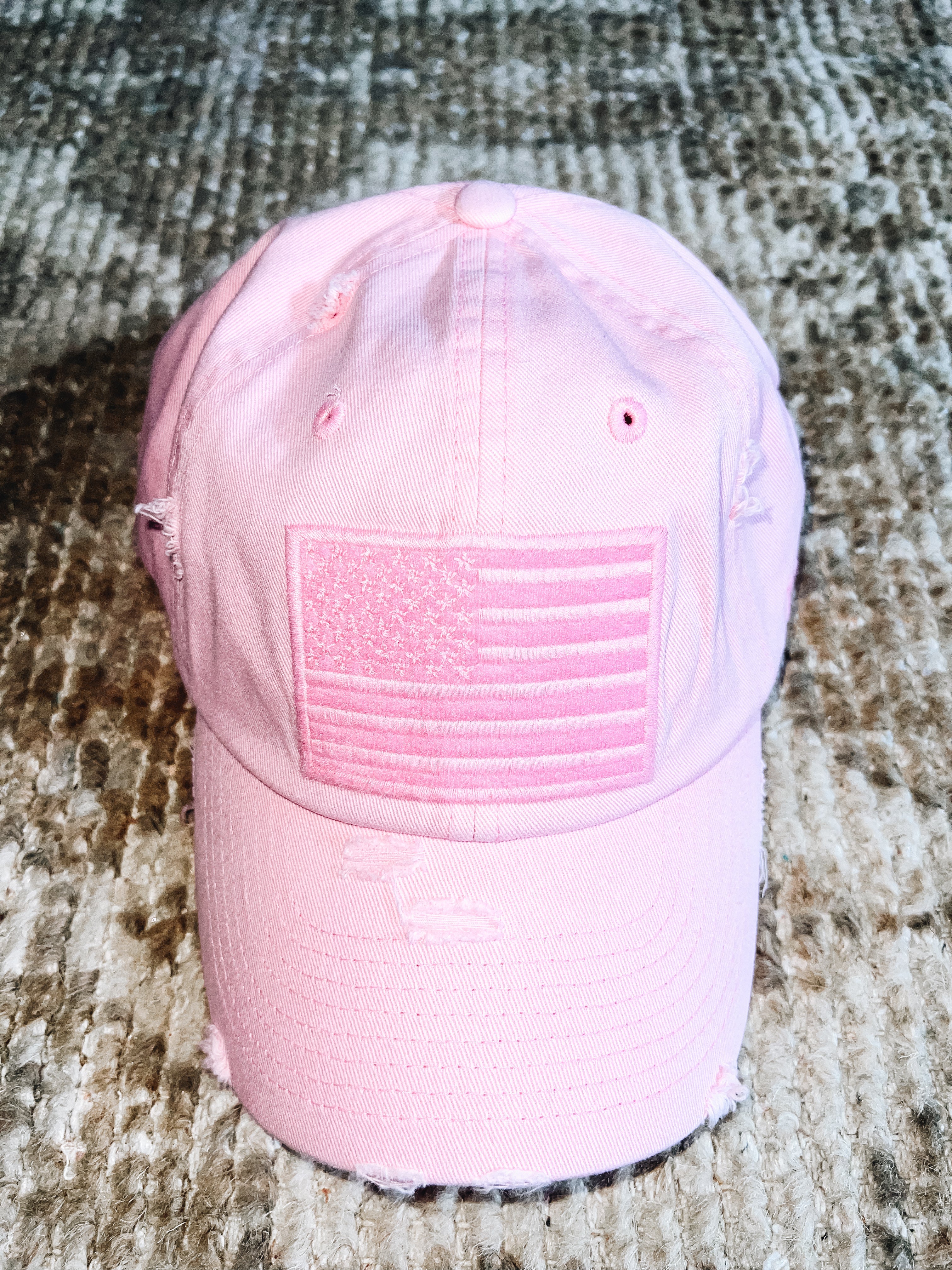 Pink American Flag Vintage Distressed Baseball Cap – Cute, Comfy & All-American Daisie Boutique