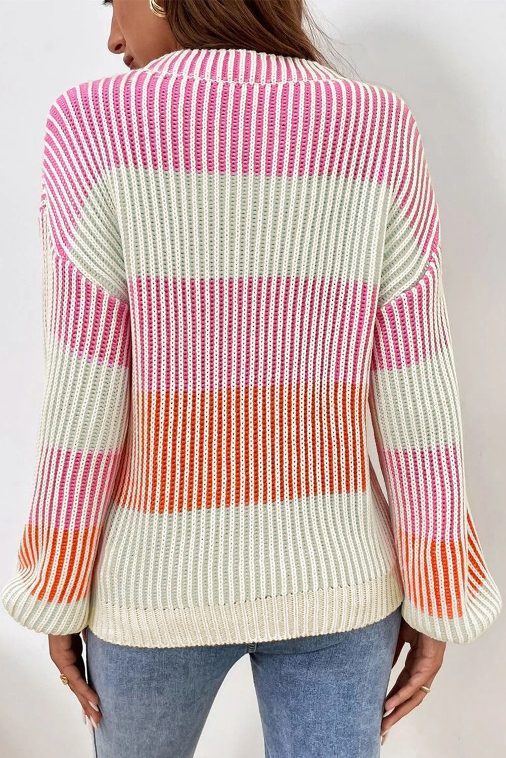 Colorblock Textured Knit Bubble Sleeve Sweater Daisie Boutique