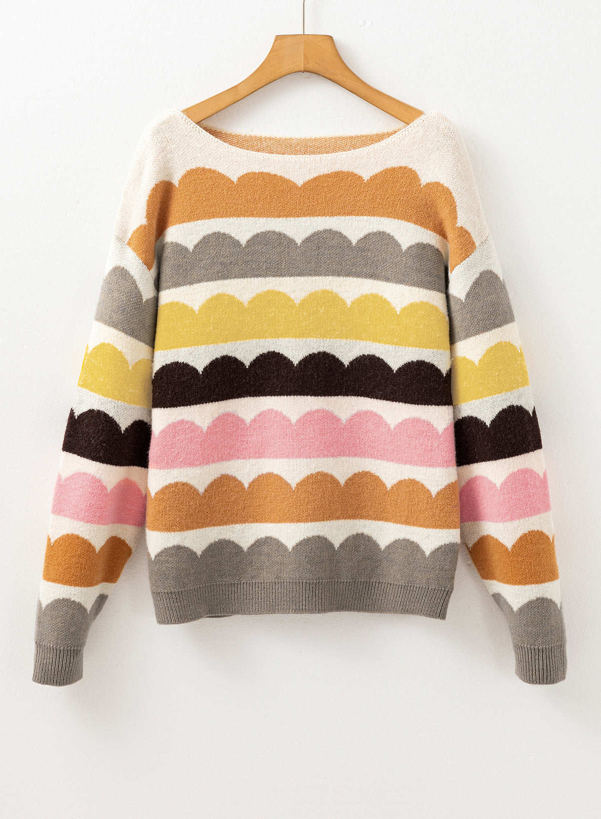 Wave Striped Balloon Sleeve Multicolored Sweater Daisie Boutique