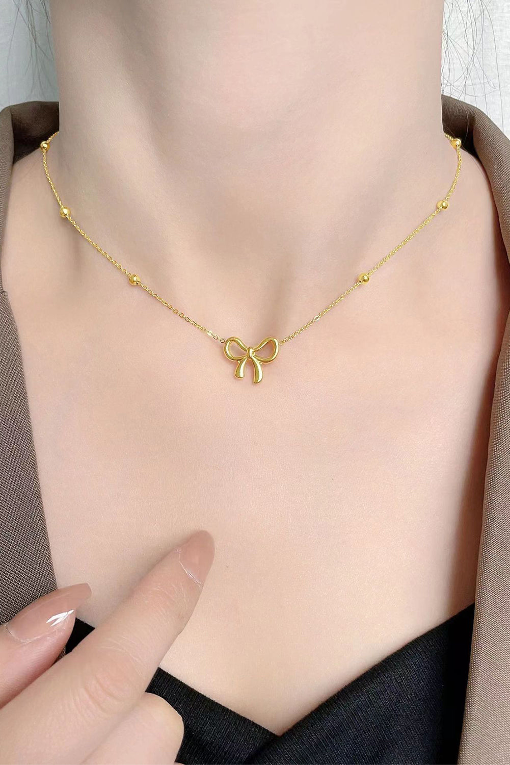 Gold Bowknot Pendant Plated Choker Necklace Daisie Boutique