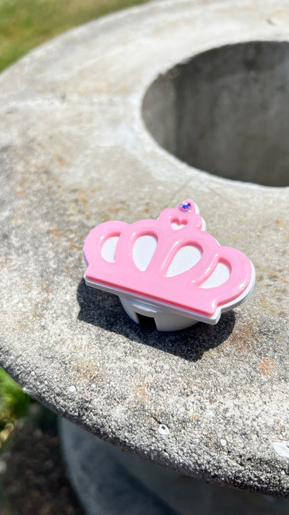 Princess Crown Badge Reel Cover | Gold & Pink | Rhinestone Accent | Cute Nurse Badge Topper | Daisie Exclusive | Fits Most Standard Reels