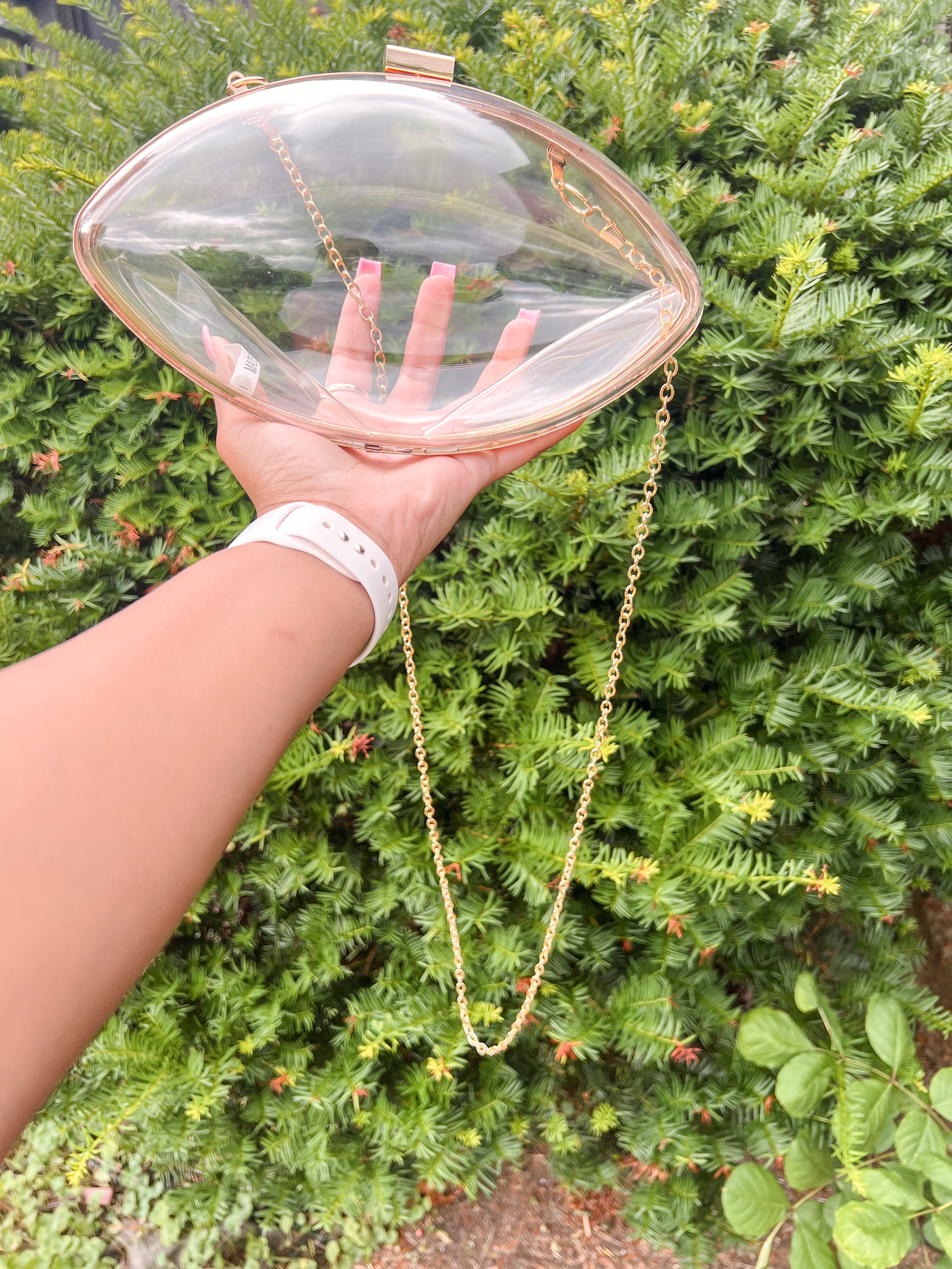 (PREORDER) Clear Gameday Football Shaped Crossbody Bag Daisie Boutique