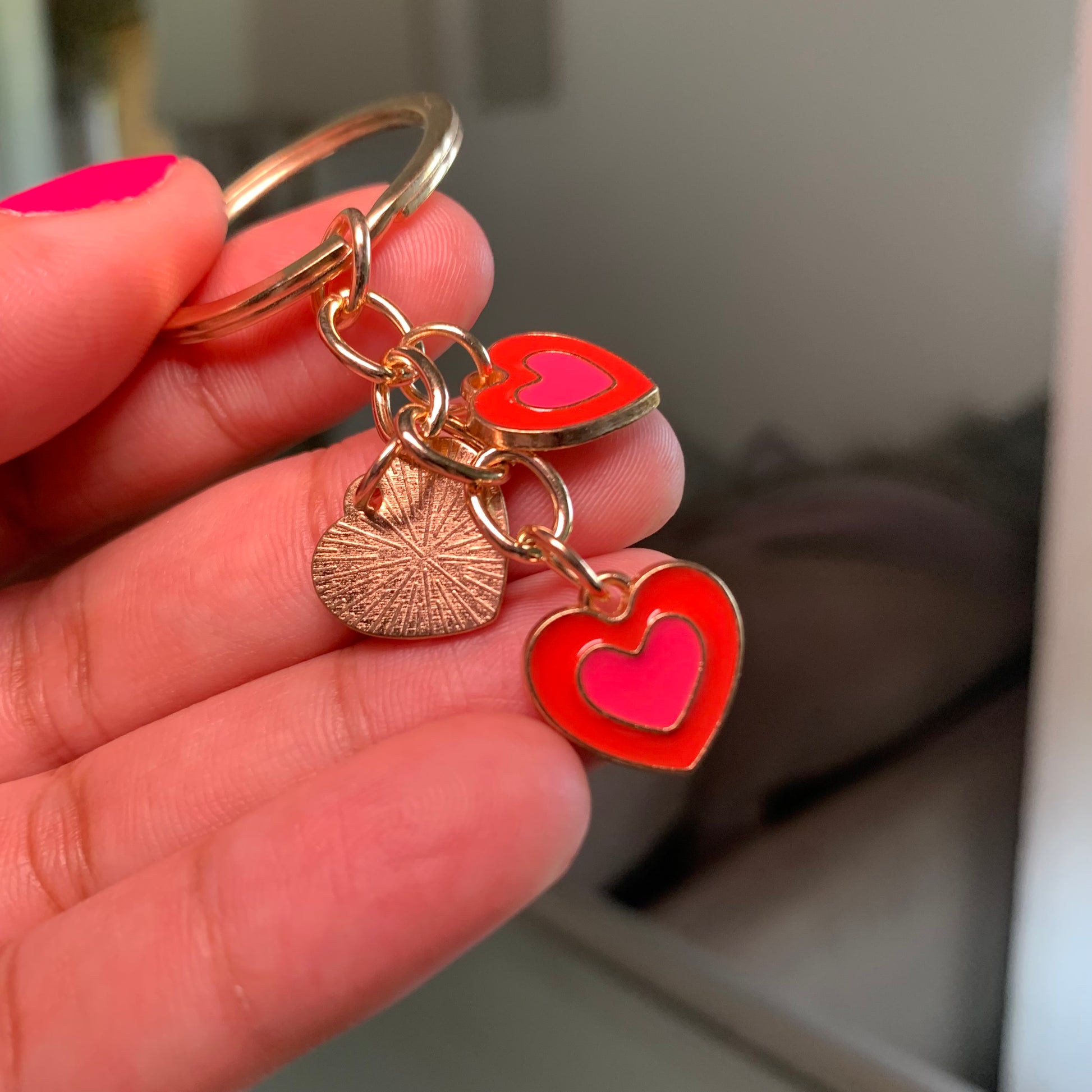 Gold Mini Heart Keychain Bag Charm Daisie Boutique