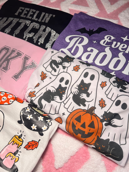 Baddies Get Saddies Spooky Season Glitter Tee