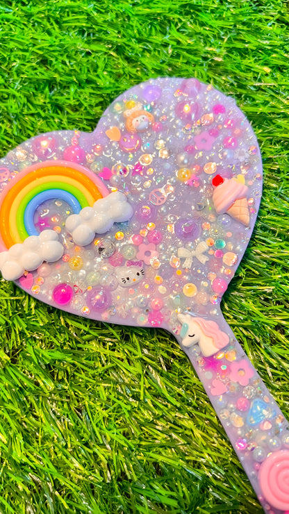 Cutie Junk Charm Mirror - Heart Shaped Handheld Bedazzled Mirror Daisie Boutique