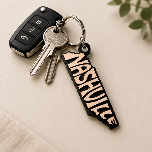 Nashville Wooden Keychain