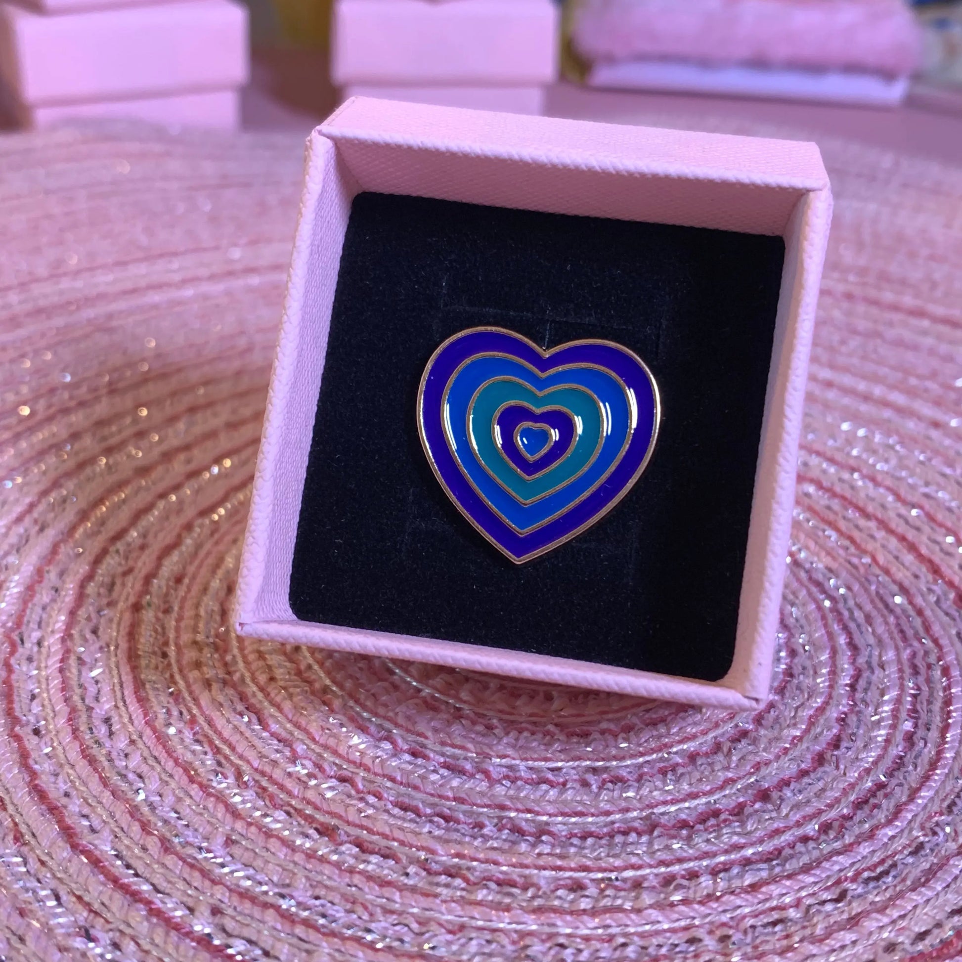 Rainbow Gradient Heart Enamel Pin - Blue - Daisie Boutique