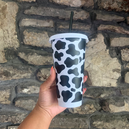 Cow print 24 Oz. Cold Cup Daisie Boutique
