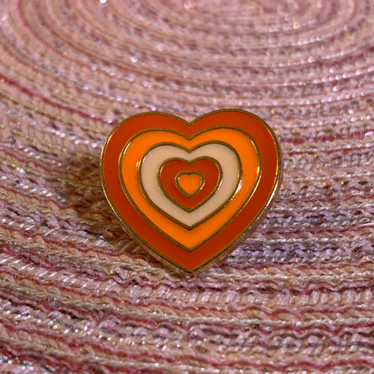 Rainbow Gradient Heart Enamel Pin - Orange - Daisie Boutique