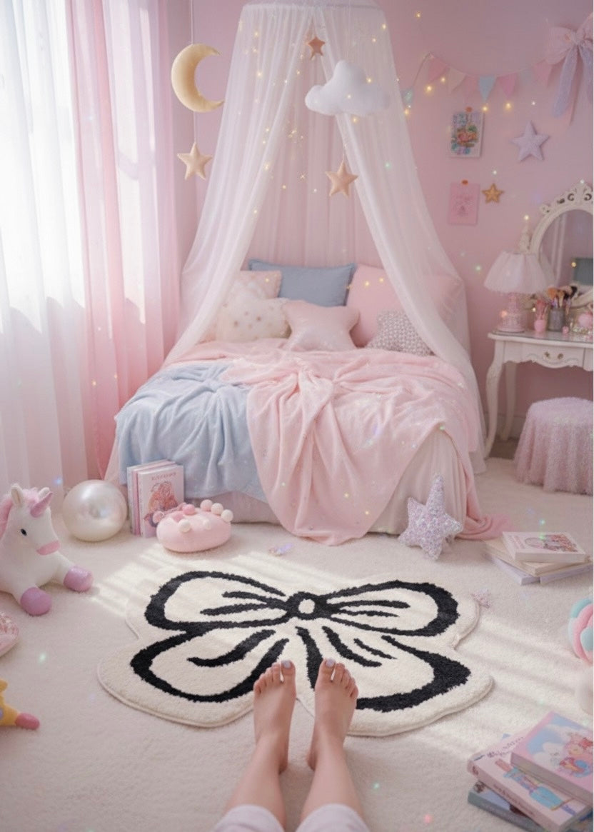 Coquette Bow Accent Rug - white Daisie