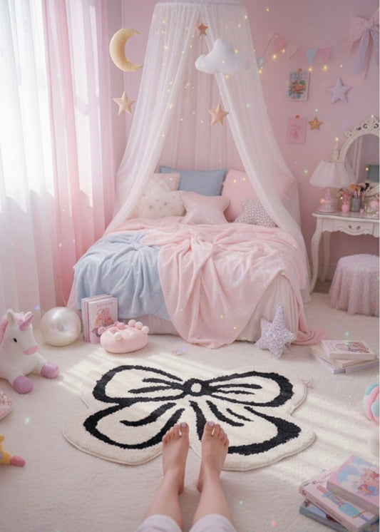 Coquette Bow Accent Rug - white Daisie