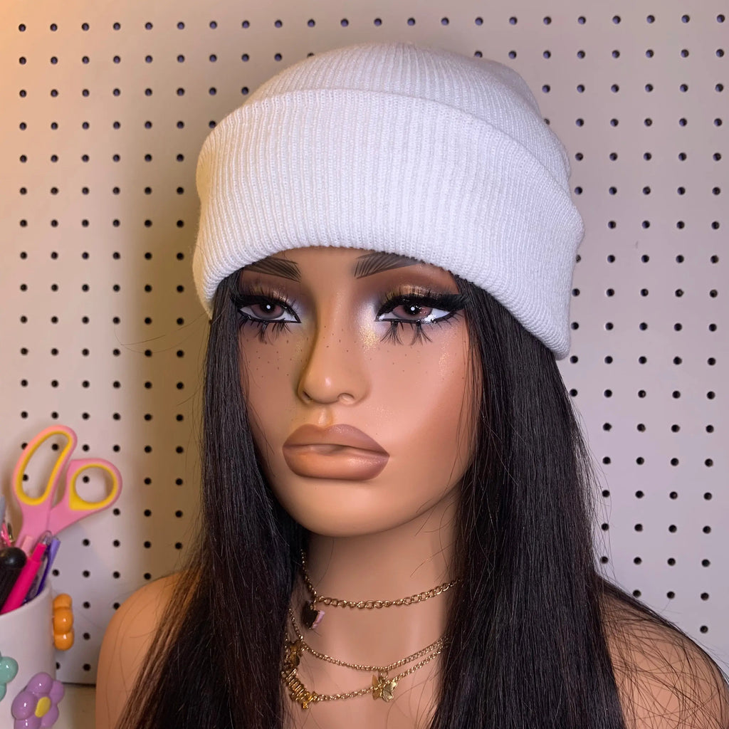 Basic B*tch Beanie - White - Daisie Boutique