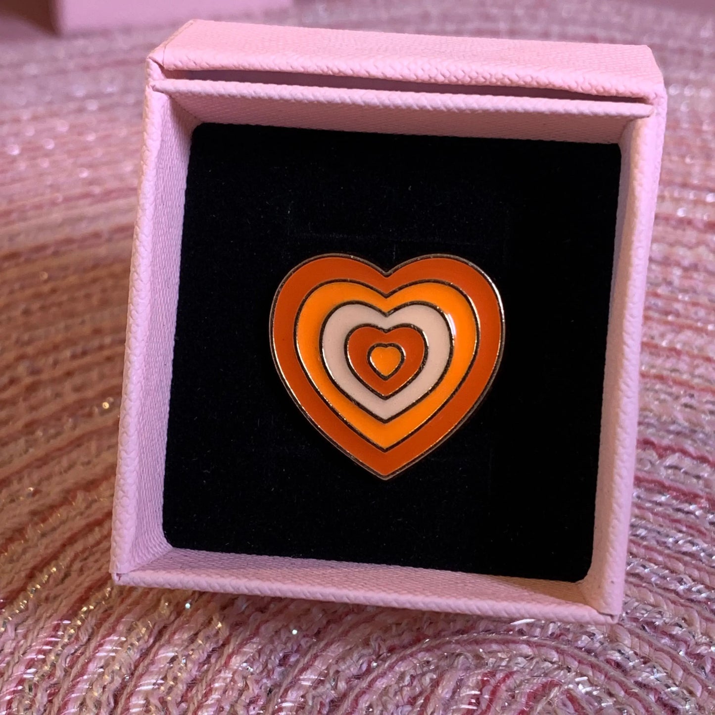 Rainbow Gradient Heart Enamel Pin - Orange - Daisie Boutique