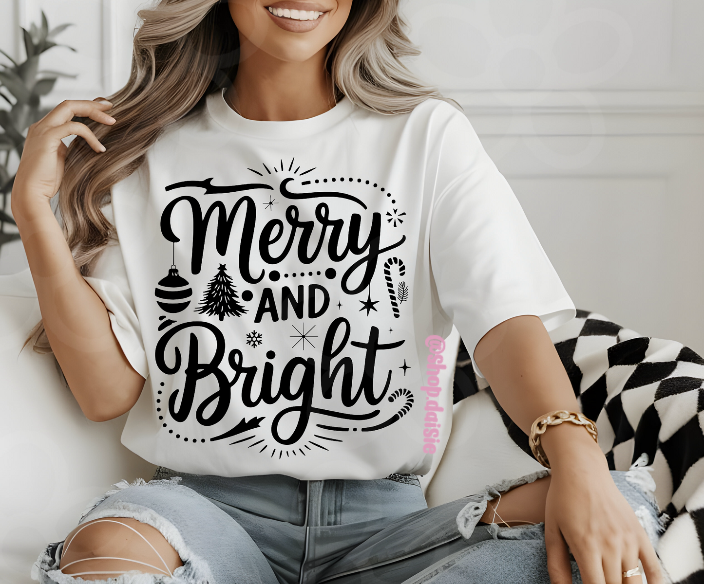 Merry and Bright Cotton Unisex Tee Daisie Boutique