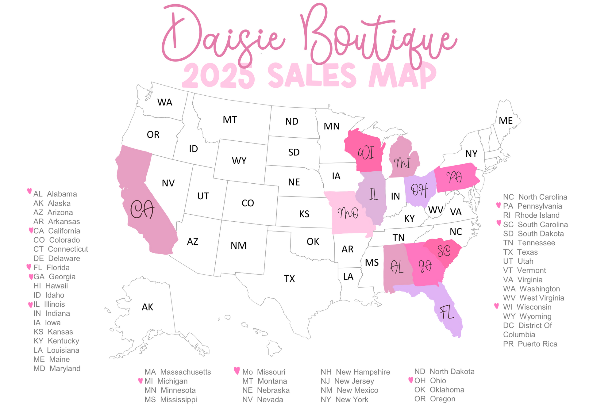 FREEBIE Small Business USA Shipping Map Tracker for Procreate App Daisie Boutique