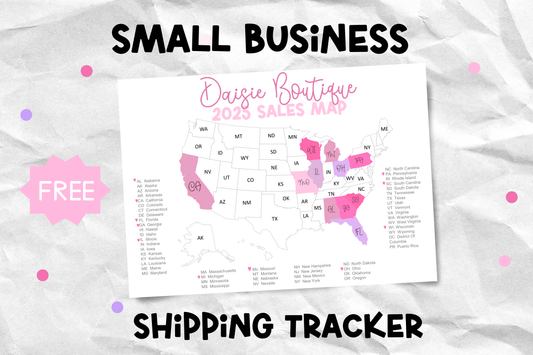 FREEBIE Small Business USA Shipping Map Tracker for Procreate App Daisie Boutique