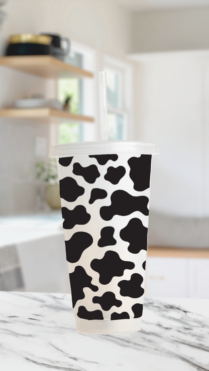 Cow Print - 24 Ounce Animal Print Cold Cup Daisie Boutique